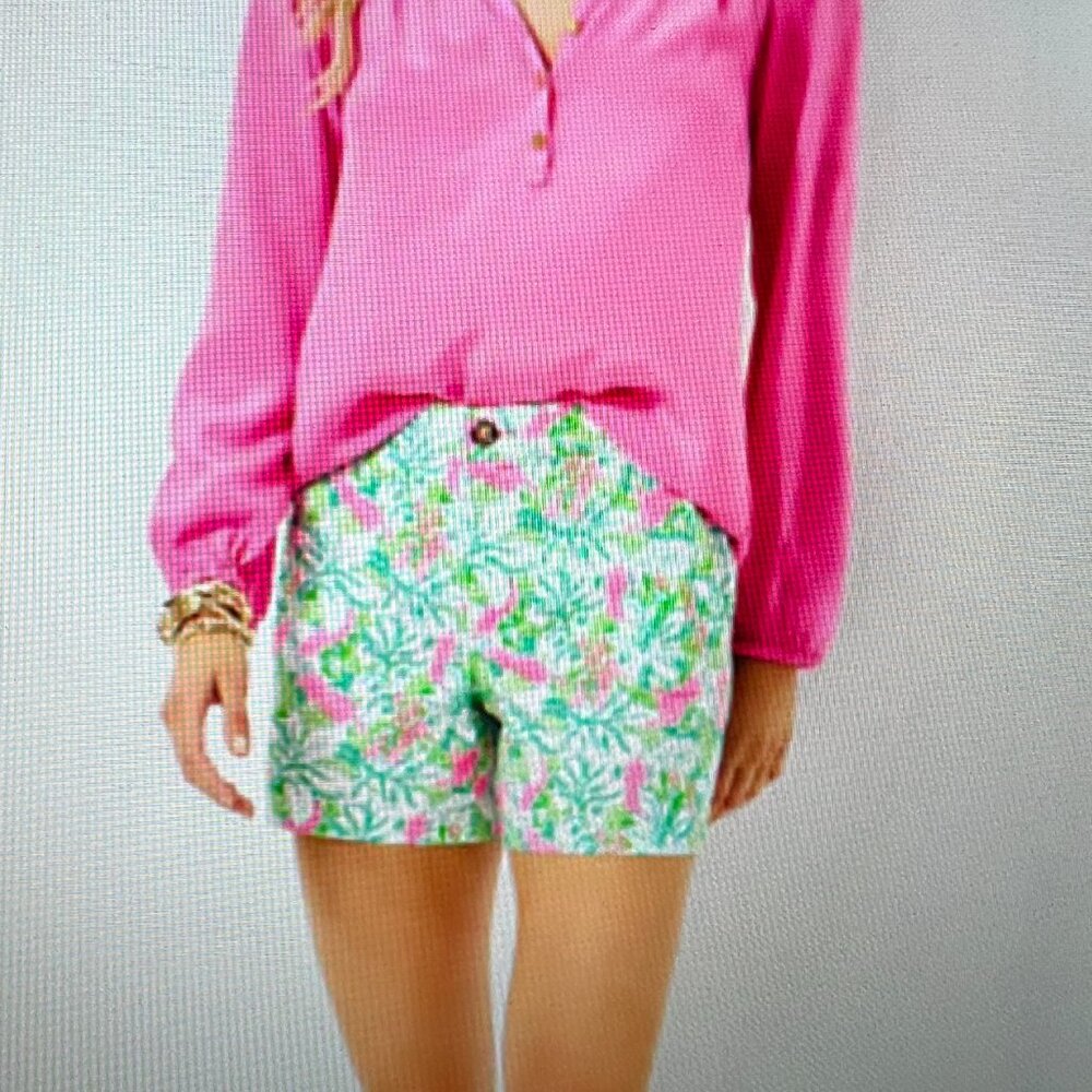 NWT Lilly Pulitzer Gretchen Shorts Botanical Green Just Wing It 4